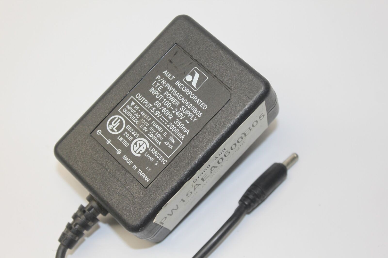 New AULT Incorporated PW15AEA0600B05 Power Supply 5.9V 2000mA AC/DC Adapter New AULT Incorporated PW15AEA0600B05 Power Supply 5.9V 2000mA AC/DC Adapter